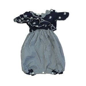Haha Collection Girls Blue | White | Stripes Romper size: 6-12 Months